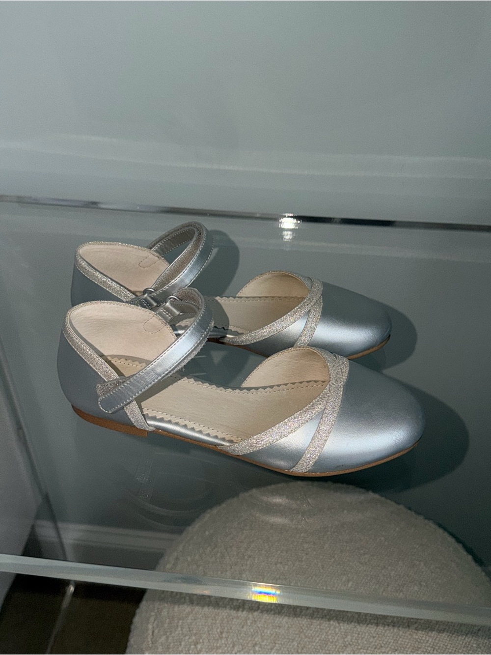 Mayoral Silver Girls' Mary Jane Flats with Glitter Straps